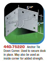stationary dock hardware - anchor tie down corner