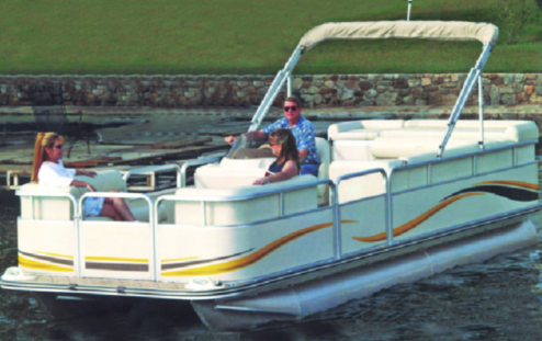 carver 77522p styled-to-fit cover for pontoons with fully enclosed deck & bimini top