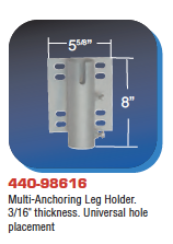 floating dock hardware - multi-anchoring leg holder. 3/16" thickness. universal hole placement
