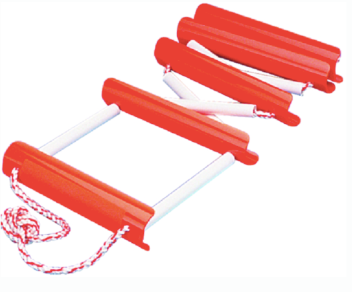 seadog 582501 portable emergency 5 step boarding ladder, high-visibility orange polycarbonate & nylon rope