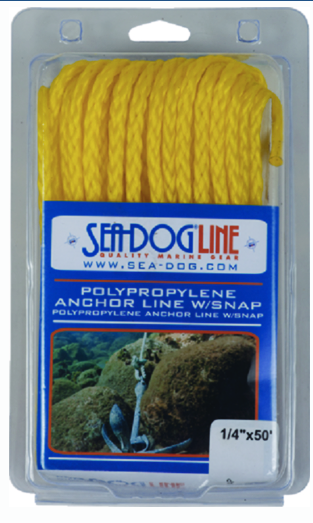 sea dog hollow braid poly-pro anchor line with steel snap