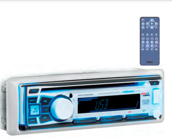 boss mr762brgb in-dash single-din detachable  front panel cd/usb/sd/ mp3 player/am/fm/mp3 compatible bluetooth streaming/ bluetooth hands-free receiver  with wireless remote
