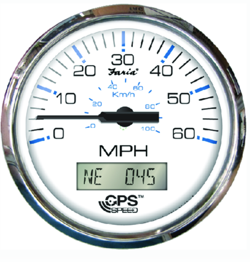 faria 33826 chesapeake ss white 4" gauge - 60 mph gps speedometer with lcd, comp
