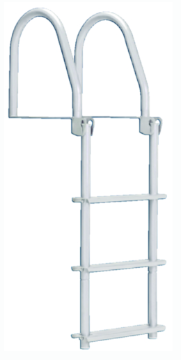 dock edge bright white howell galvalume flip-up dock ladder with hardware