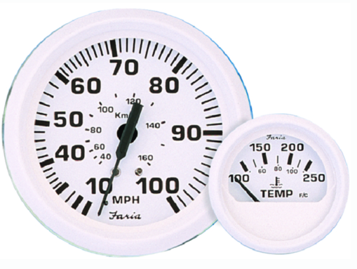 faria dress white 4" gauge - 6000 rpm tachometer (gas) (inboard & io)