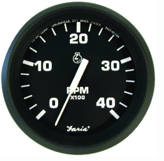 faria 32842 euro black 4" gauge - 4000 rpm tachometer (diesel) (mechanical takeo