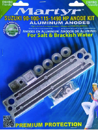 martyr suzuki 90, 100, 115, 140 hp outboard anode kit