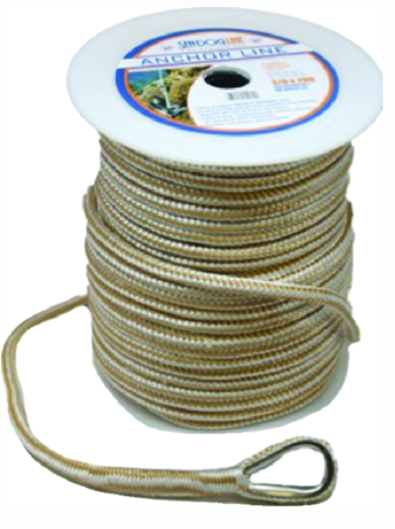 sea dog premium double braided nylon anchor line gold-white