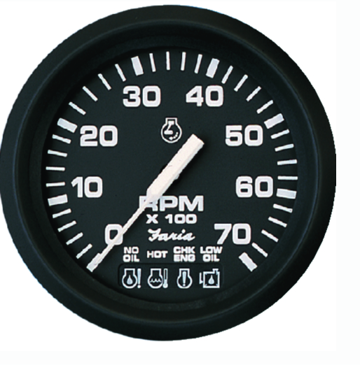 faria 32850 euro 4" gauge - 7000 rpm tachometer with system check indicator (gas