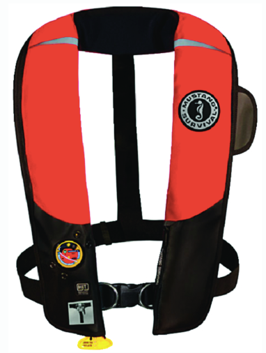 mustang md315402123 hit™ inflatable pfd w-safety harness, black-red