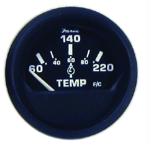 faria 12819 euro black 2" cylinder head temperature gauge with sender (60-220f)