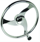 seachoice 3 spoke stainless steel steering wheel w-turning knob