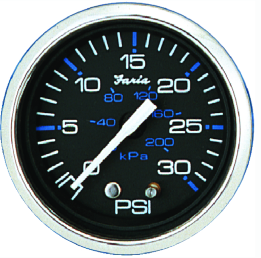 faria chesapeake ss black 2" gauge - water pressure gauge kit 30 psi