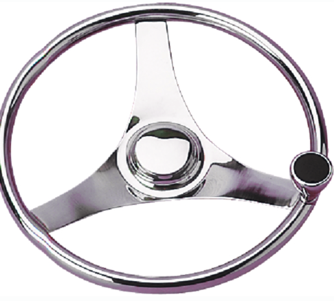 sea-dog 230323 3-spoke stainless steering wheel with integral knob, 13-1-2"