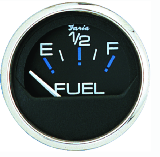 faria chesapeake ss black 2" gauge - fuel level gauge (e-1-2-f)