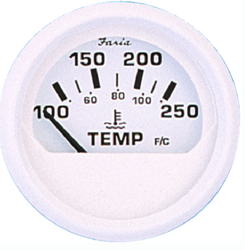 faria dress white 2" cylinder head temperature gauge with sender (60-220f)